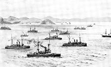 The War in Eastern Asia: the English Fleet leaving Chefoo Harbour, November 23, 1891, (1895). Creator: Unknown