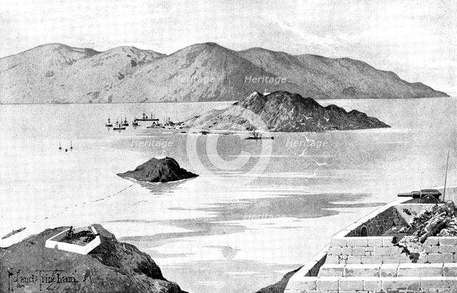 The War in Eastern Asia: the Harbour of Wei-Hai-Wei - coast line...about five miles in length, 1895. Creator: George Meisenbach.