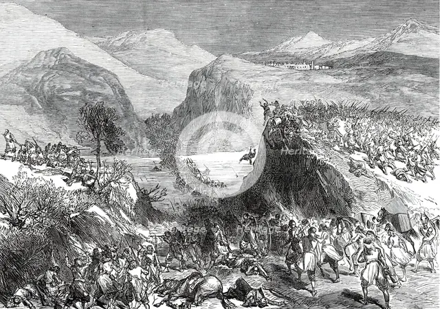 The War in Herzegovina: Fight on the Gatschko, near Lipnik...1876. Creator: Unknown.