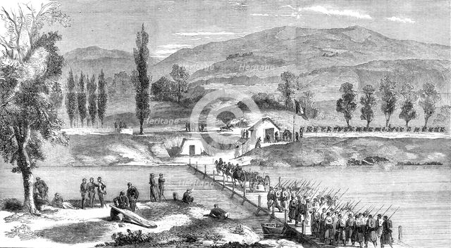 The War in Naples - Garibaldian troops  crossing the Volturno..., 1860. Creator: Unknown.