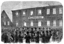 The War in Schleswig: band playing before Marshal Wrangel's head-quarters at Hadersleben..., 1864. Creator: Unknown