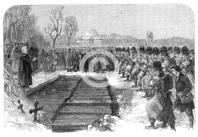 The War in Schleswig: burial of sixty Austrian and Danish soldiers at Flensburg..., 1864. Creator: Unknown.