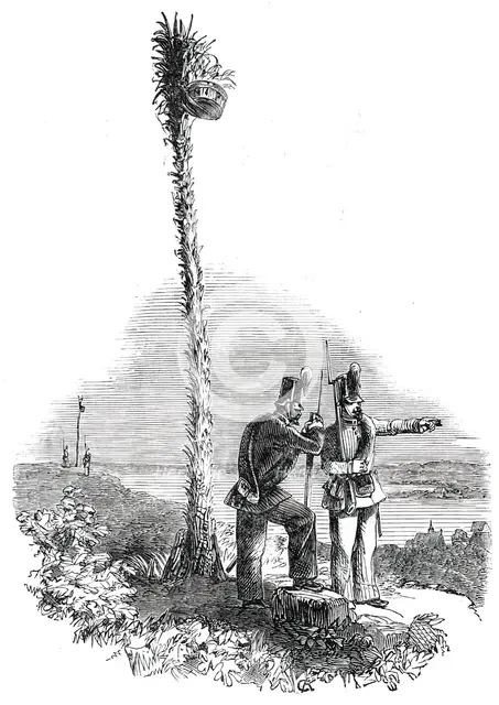 The War in Schleswig - Holstein Chasseurs and Night Fire - Signal Post, 1850. Creator: Unknown.