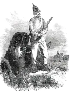 The War in Schleswig - Outpost Duty - the Vidette - Holstein Cavalry-Man, 1850. Creator: Unknown