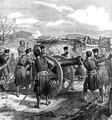 The War in Spain: a sketch in the battery of San Lorenzo, near Bilbao, 1874. Creator: Unknown