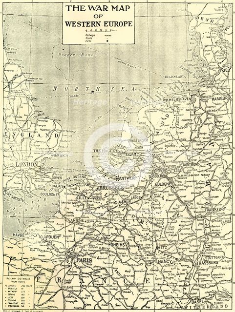 'The War Map of Western Europe', 1915. Creator: Unknown.