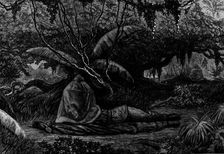 The War on the Gold Coast: a mosquito curtain for the soldier's rest, 1873. Creator: Unknown