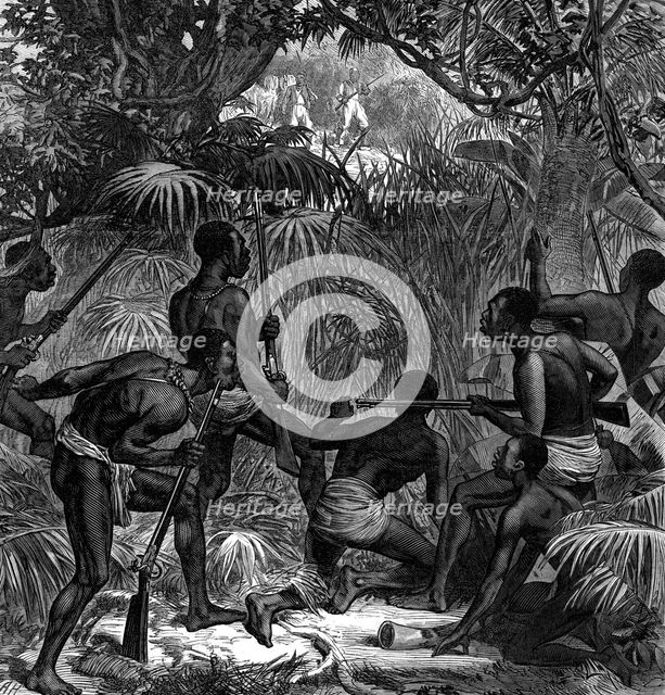 The War on the Gold Coast: Ashantees in ambush, 1874. Creator: Unknown.