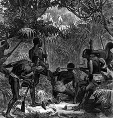 The War on the Gold Coast: Ashantees in ambush, 1874. Creator: Unknown