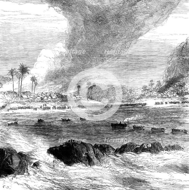 The War on the Gold Coast: destruction of the villages of Ampenee and Akimfoo, October 14, 1873. Creator: Unknown.