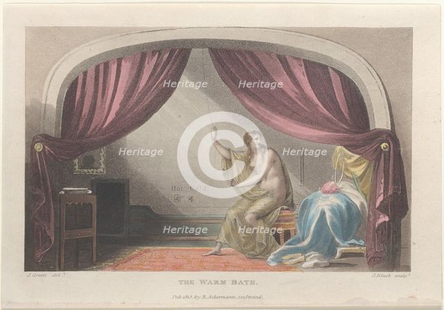 The Warm Bath, from "Poetical Sketches of Scarborough", 1813., 1813. Creators: Thomas Rowlandson, Joseph Constantine Stadler, J. Bluck.