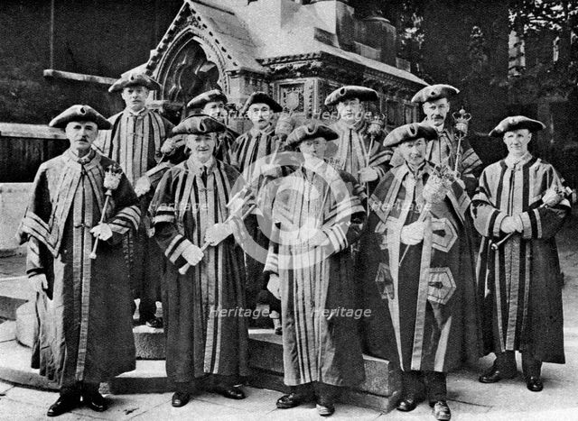 The ward beadles, Guildhall, London, 1926-1927. Artist: Unknown