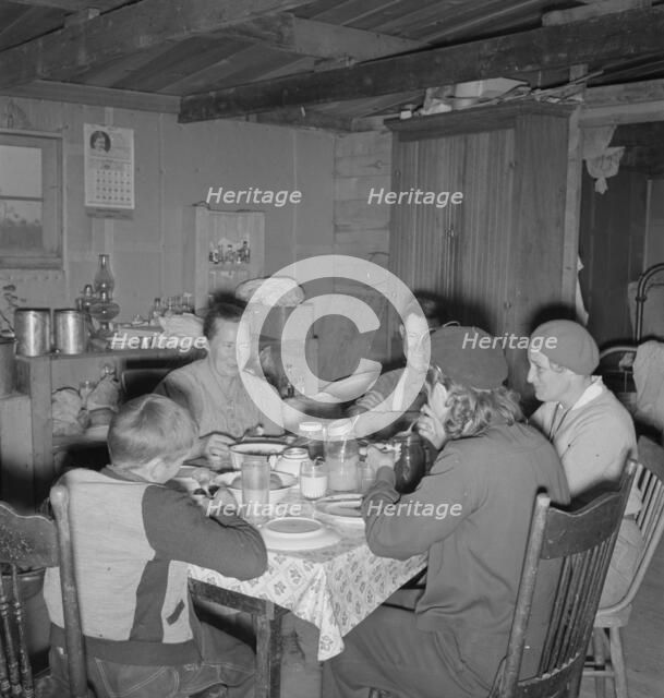 The Wardlow family in their dugout basement home, Dead Ox Flat, Malheur County, Oregon, 1939. Creator: Dorothea Lange.