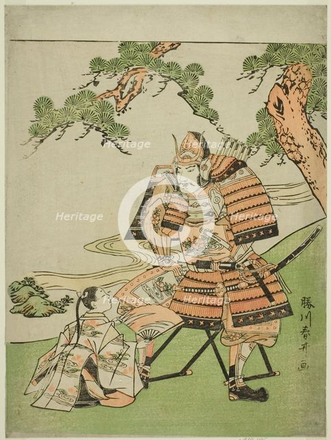 The Warrior Kusunoki Masashige (1294-1336) Bidding Farewell to His Son Masatsura, Japan, (1780s?). Creator: Katsukawa Shunsei.