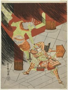 The Warrior Watanabe no Tsuna Fighting the Demon at Rashomon, Japan, c. 1770. Creator: Shunsho