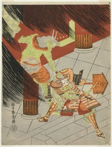 The Warrior Watanabe no Tsuna Fighting the Demon at Rashomon, Japan, c. 1770. Creator: Shunsho