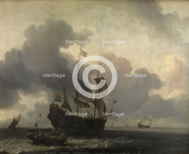 The Warship "De Jacob" at Anchor, c1650-1708. Creator: Ludolf Bakhuizen.
