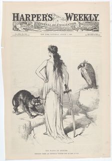 The Watch on Spoilers. The Democratic Tigers and Republian Vultures Must Be Kept at Bay., 1886. Creator: Thomas Nast