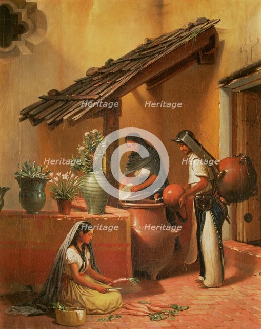 The Water carrier or Tortugo', Oil by Edouard Pingret.
