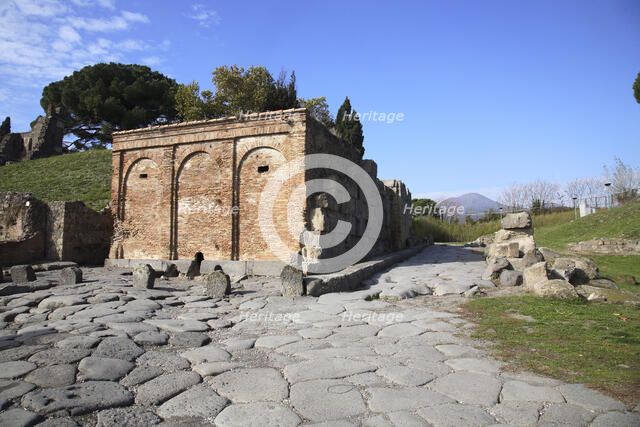 The water tower (Vesuvius Gate) in Pompeii, Italy. Creator: Samuel Magal.