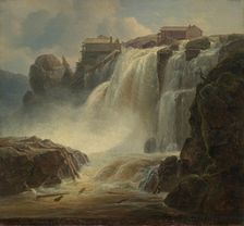 The Waterfall "Haugsfossen" at Modum in Norwegen, 1843. Creator: Christian Morgenstern