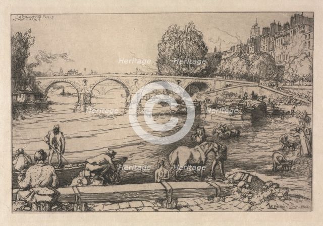 The Watering Place at Marie Bridge , 1902. Creator: Auguste Louis Lepère (French, 1849-1918).