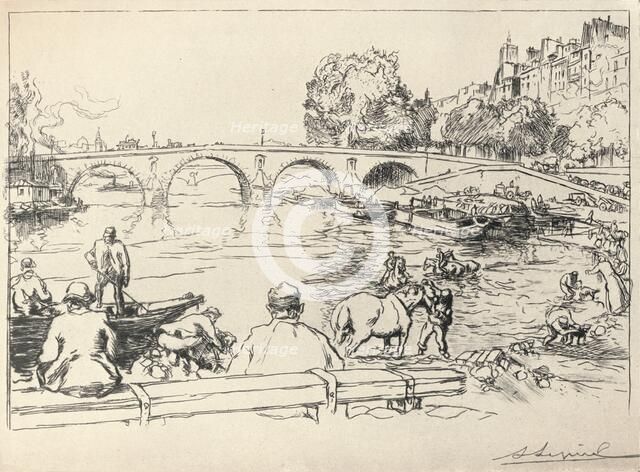 'The Watering Place at the Pont Marie', 1915. Artist: Auguste Lepere.