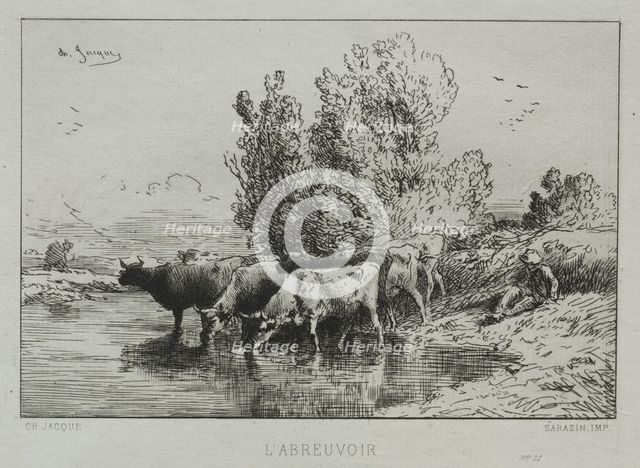 The Watering Place. Creator: Charles-Émile Jacque (French, 1813-1894).