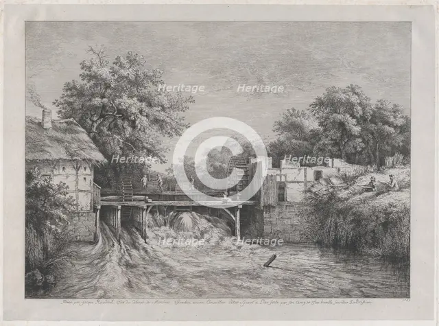 The Watermill, after a painting by Ruisdaël, 1782. Creator: Jean-Jacques de Boissieu.