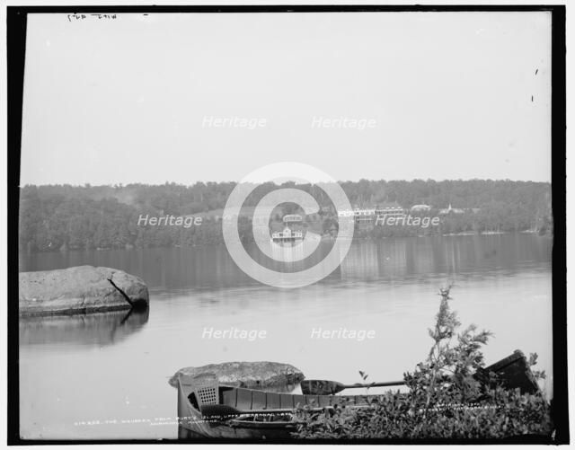 The Waubeek (Wawbeek Inn) from (Bartlett's?) Island, Upper Saranac Lake, Adirondack Mountains, c1902 Creator: William H. Jackson.