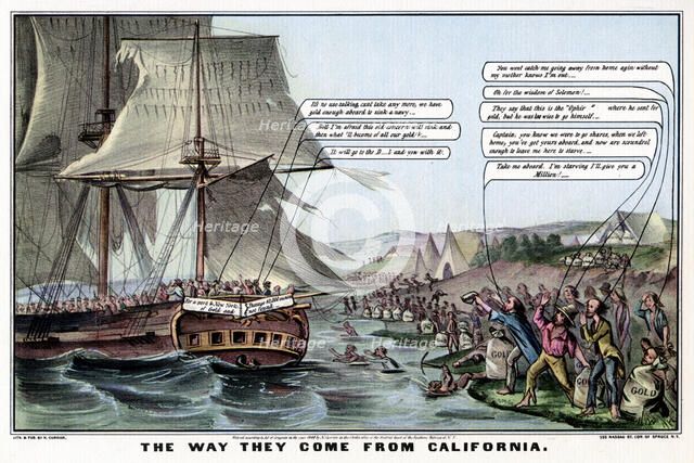 'The Way They Come From California', 1849 (1937).Artist: Nathaniel Currier