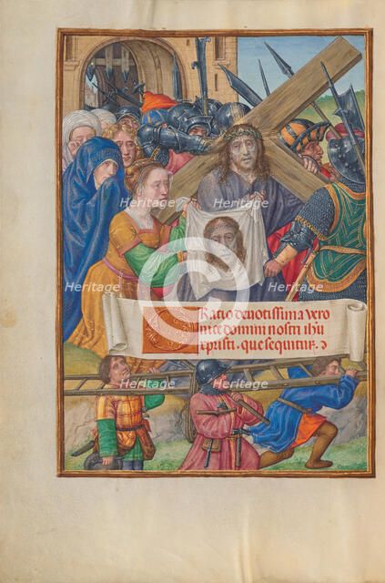 The Way to Calvary and Saint Veronica with the Sudarium; Spinola Hours, about 1510-1520. Creator: Master of James IV of Scotland.