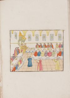 The wedding ceremony of Tsar Mikhail Feodorovich and Yevdokiya Lukyanovna, 1810. Artist: Anonymous master