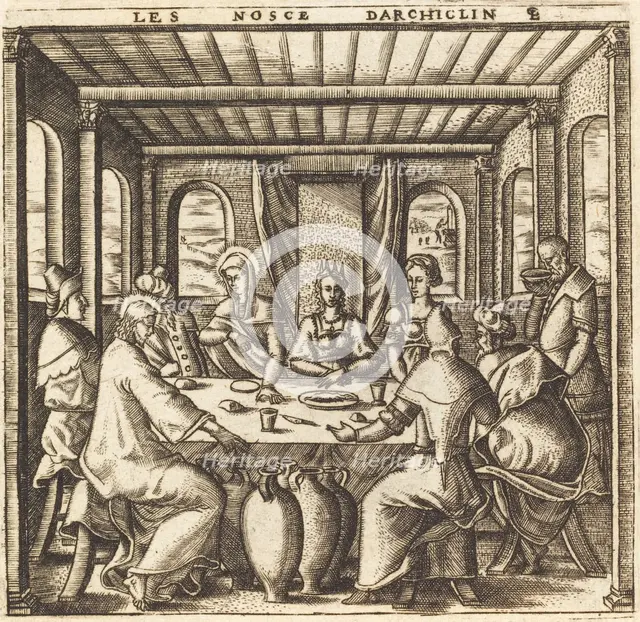 The Wedding at Cana (Christ Changes Water to Wine), probably c. 1576/1580. Creator: Leonard Gaultier.