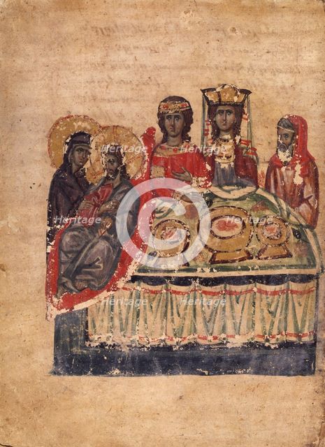 The Wedding Feast at Cana (Manuscript illumination from the Matenadaran Gospel), 1332.
