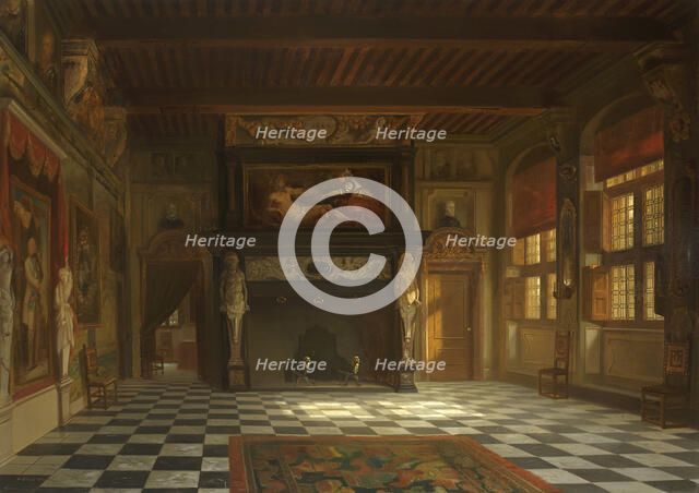 The Wedding Hall at the Town Hall (Stadhuis) in Antwerp , 1852. Creator: Linnig, Willem, the Elder (1819-1885).