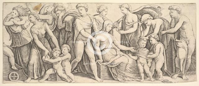 The wedding of Jason and Creusa, at left Medea takes her children, 1530-60. Creator: Master of the Die.