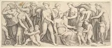 The wedding of Jason and Creusa, at left Medea takes her children, 1530-60. Creator: Master of the Die