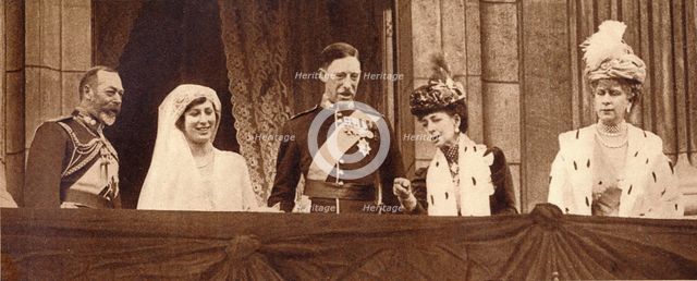 The wedding of Princess Mary and Viscount Lascelles, 28 February 1922 (1935).  Artist: Unknown.