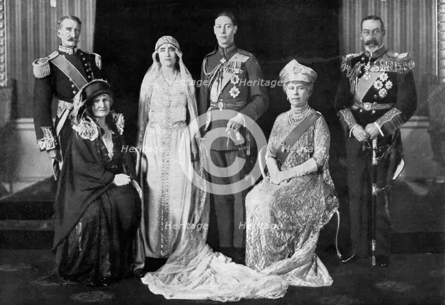 The wedding of the Duke of York and Lady Elizabeth Bowes-Lyon, 1923.  Creator: Unknown.