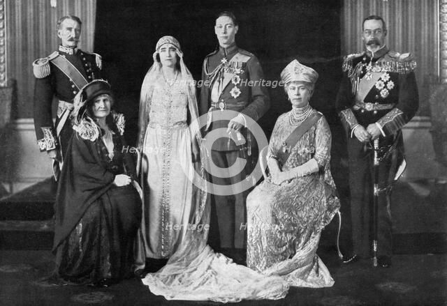 The wedding of the Duke of York and Lady Elizabeth Bowes-Lyon, 1923.  Creator: Unknown.