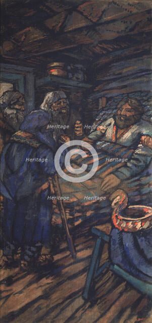 The Wedding of the Grand Duke Vladimir I. Svyatoslavich (Triptych, side panel), 1920s. Artist: Yakovlev, Mikhail Nikolayevich (1880-1942)