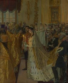 The wedding of Tsar Nicholas II and the Princess Alix of Hesse-Darmstadt on November 26, 1894, 1895- Creator: Tuxen, Laurits Regner (1853-1927)