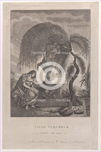 The Weeping Willow with hidden silhouettes of the Royal family, 1795., 1795. Creator: Anon.