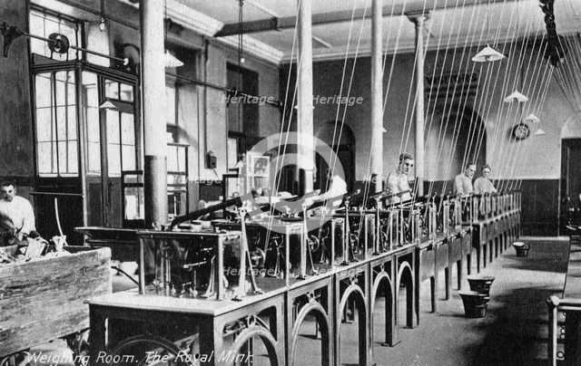 The Weighing Room, the Royal Mint, Tower Hill, London, 20th century. Artist: Unknown