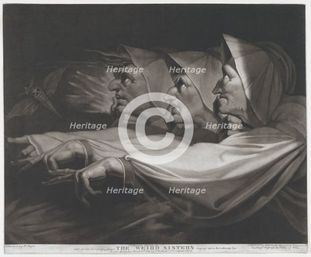 The Weird Sisters (Shakespeare, MacBeth, Act 1, Scene 3), March 10, 1785. Creator: John Raphael Smith.