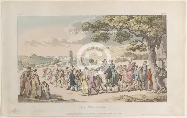 The Welcome, from "The Vicar of Wakefield", May 1, 1817., May 1, 1817. Creator: Thomas Rowlandson.