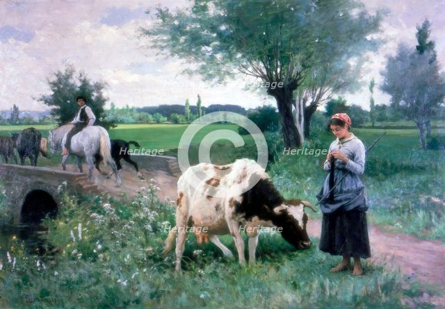 'The Well Guarded Cow', 1890. Artist: Edouard Bernard Debat-Ponsan