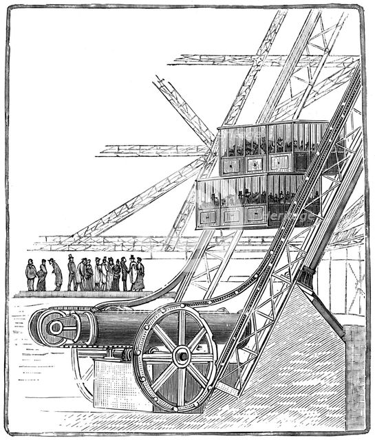 The well of the Roux Combaluzier elevator, Eiffel Tower, Paris, 1889. Artist: Unknown