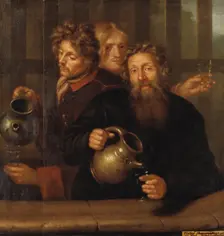 The well master at the Medevi well and his two sons, 1686. Creator: David Klocker Ehrenstrahl